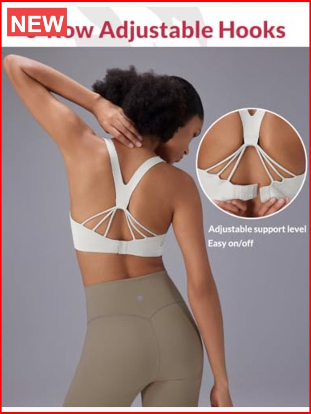 High Impact Sports Bra, Adjustable Racerback, Padded Molded Cup, Wirefree View 2